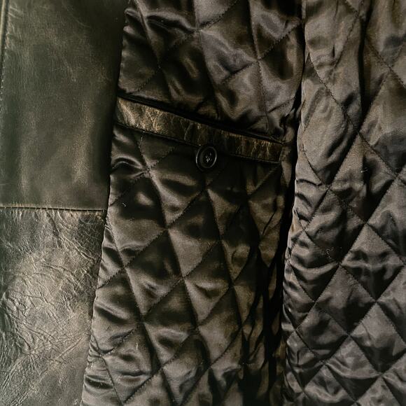 Vintage GAP Men's Distressed Black Leather Aviator Jacket Sherpa Collar Size L - Picture 8 of 13